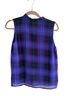 Ann Taylor 100% Polyester Plaid Purple Black Green Sleeveless Blouse Size XS - photo 2