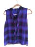 Ann Taylor 100% Polyester Plaid Purple Black Green Sleeveless Blouse Size XS - photo 1