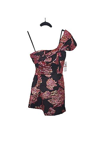 Dress the Population One Shoulder Metallic Floral Brocade Mini Dress Cocktail Dress (view 2)