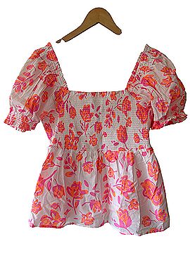 Vineyard Vines Summer Bloom Smocked Top Short Sleeve Blouse (view 1)