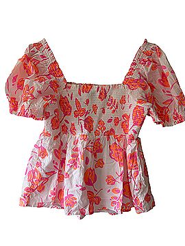 Vineyard Vines Summer Bloom Smocked Top Short Sleeve Blouse (view 2)