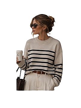 Vince. Boxy Stried Cashmere Pullover Sweater (view 1)