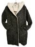 Lucky Brand 40% Wool 31% Polyester 21% Cotton 6% Rayon 2% Nylon 100% Faux Fur Black White Coat Size M - photo 1