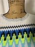 Brodie 100% Cashmere Graphic Stripes White Blue Cashmere Pullover Sweater Size L - photo 4