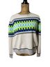 Brodie 100% Cashmere Graphic Stripes White Blue Cashmere Pullover Sweater Size L - photo 1