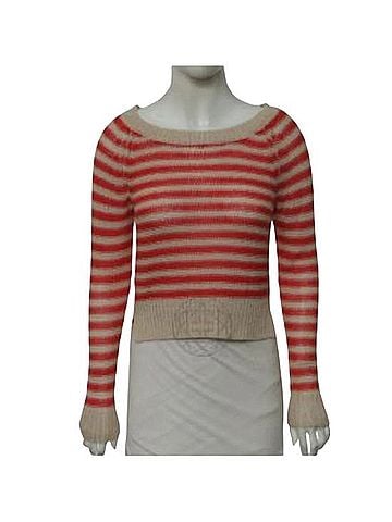 BCBGMAXAZRIA Striped Knitted Sweater Pullover Sweater (view 1)