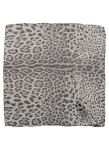 Dolce & Gabbana Gray Leopard Print Silk Square Foulard Women's Scarf (view 1)