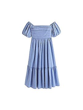 Abercrombie & Fitch Emerson Poplin Puff Off The Shoulder Casual Dress (view 1)