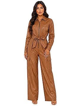 Choosy Belted Cargo Utility Jumpsuit Jumpsuit (view 1)