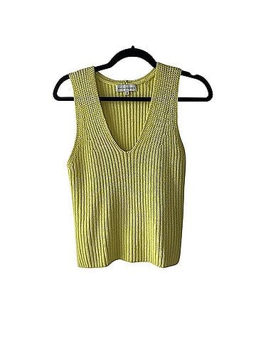 White + Warren Cotton Tape Sleeveless Ribbed V-Neck Sweater Casual Sweaters (view 1)