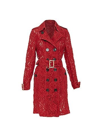 Burberry Burberry Prorsum Kensington Red Lace Trench Coat (view 1)