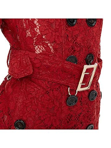 Burberry Burberry Prorsum Kensington Red Lace Trench Coat (view 2)