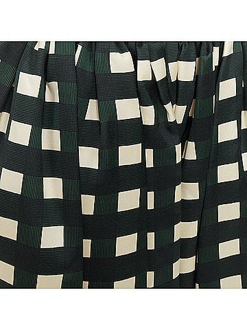 Prada Prada 2022 Runway Green Cream Check Silk Midi Skirt (view 2)