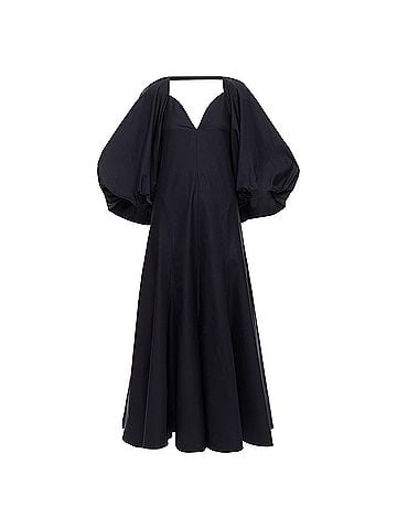 Khaite Khaite Cotton Balloon Sleeve Midi Dress (view 1)
