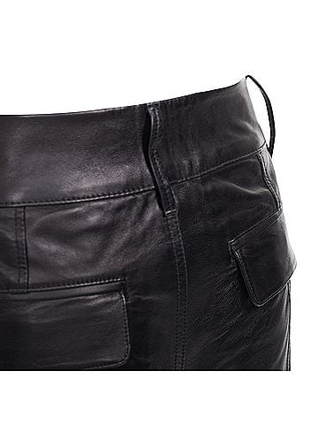 FRAME Frame Black Leather Trouser Shorts (view 2)