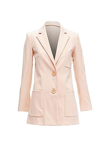 Oscar De La Renta Oscar De La Renta Pink Wool Longline Blazer (view 1)