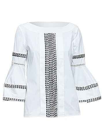 Oscar De La Renta Oscar De La Renta Scallop Flared Sleeve Top (view 1)