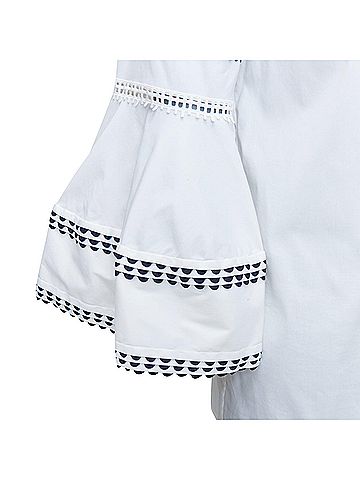 Oscar De La Renta Oscar De La Renta Scallop Flared Sleeve Top (view 2)