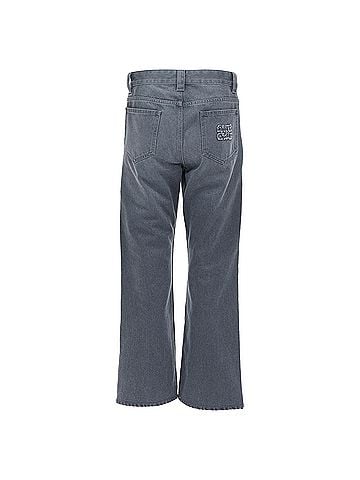 Miu Miu Miu Miu 2024 Grey Frayed Embroidered Logo Denim Jeans (view 1)