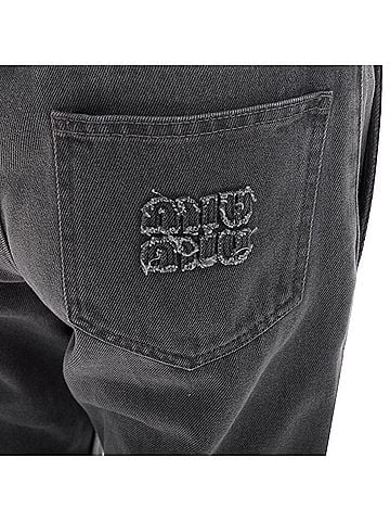 Miu Miu Miu Miu 2024 Grey Frayed Embroidered Logo Denim Jeans (view 2)