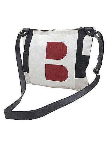 Bally Bally Sacoche Crossbody Shoulder Bag, Canvas, White, Black, Red (view 2)