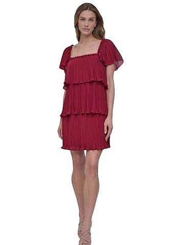 DKNY Pleated Tiered Dress Casual Dress (view 1)