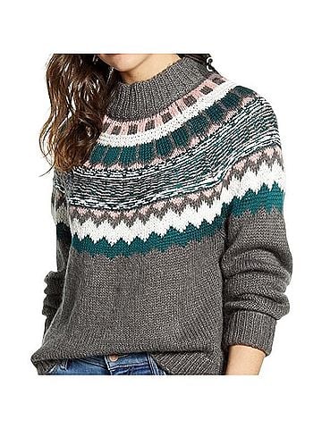 Caslon Fair Isle Crewneck Sweater Pullover Sweater (view 2)