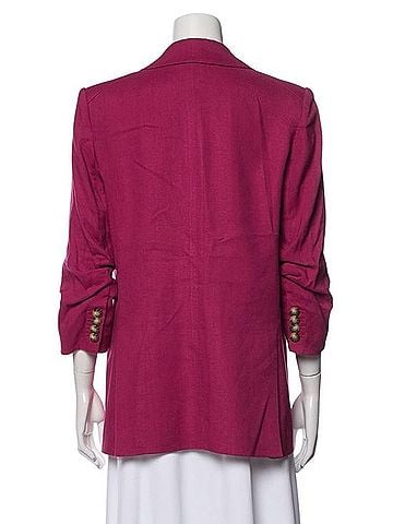 Veronica Beard Double-Breasted, Ruched Sleeve, Linen blend Blazer Blazer (view 2)