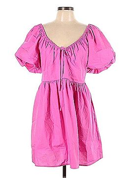A New Day Bright Pink Puff-Sleeve Casual Dress Casual Dress (view 1)