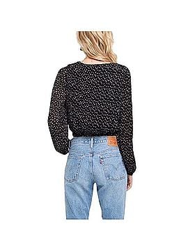 Astr Plisse Dotted Faux Wrap Crop Blouse Long Sleeve T-Shirt (view 2)