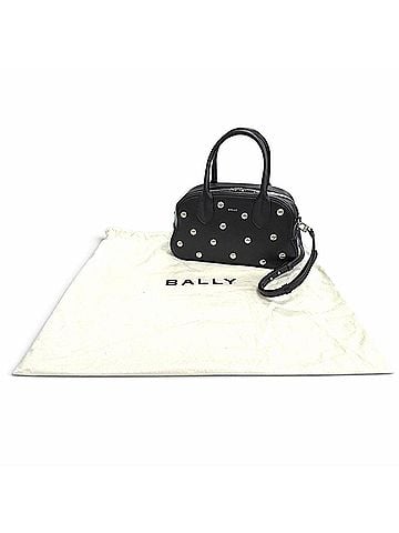 Bally BALLY Unda Satchel Leather Polka Dot 2-Way Handbag/Shoulder Bag, Black with Silver Hardware, Made in Italy, Women's, Comes Dust Bag (view 2)