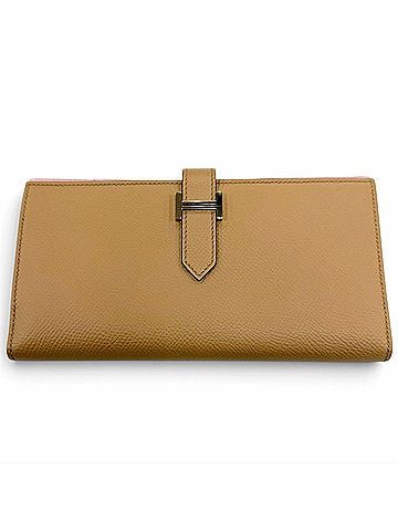 Hermès HERMES Bearn Soufflet Verso Veau Epsom Chai Mauve Sylvestre Silver Hardware Long Wallet U Stamp Made in France Women's with Box (view 1)