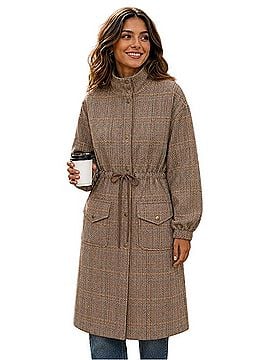 Sage The Label Wool Blend Herringbone Drawstring Waist High Collar Coat Coat (view 1)