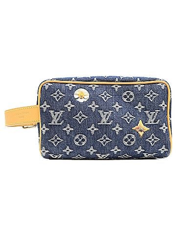 Louis Vuitton LOUIS VUITTON M28363 Monogram Denim Flower Locker Dopp Kit Handbag Indigo Silver Accessories Women's (view 1)