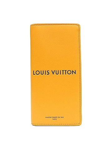 Louis Vuitton LOUIS VUITTON M2A555 LV Packaging Cowhide Leather Saffron Orange Portefeuille Brazza Long Wallet (with coin purse) Blue Silver Hardware Men's (view 1)