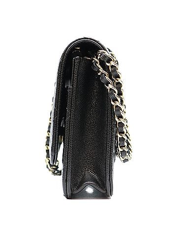 Chanel CHANEL Tamless Classic Caviar Half-Rhinestone Chain Wallet Shoulder Bag, Black with Gold Hardware, Women's (view 2)
