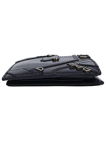 Dior Homme Dior Homme (Hedi Slimane era) 04LU 1023 Leather Patchwork Bi-fold Wallet with D-shaped Hardware, Black, Men's. (view 2)