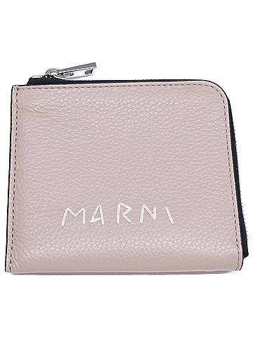 MARNI MARNI PFMI0075Q0 P6533 00W26 Logo Embroidered Round Zipper Compact Wallet (Coin Purse) - Greige Women's (view 1)