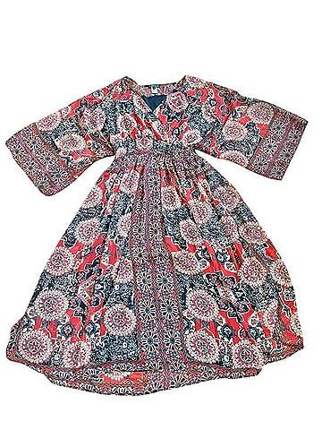 The Pyramid Collection Boho Mandala Print Kimono Sleeve Surplice Midi Dress Casual Dress (view 2)