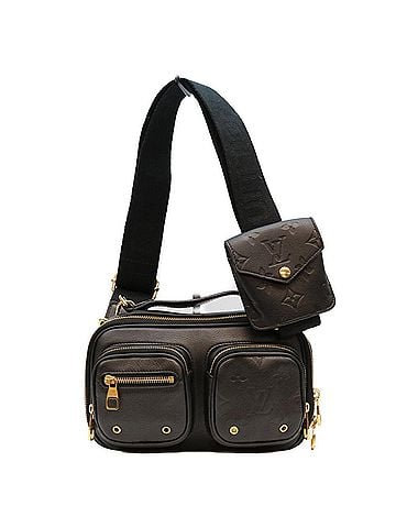 Louis Vuitton LOUIS VUITTON M80450 Calfskin Utility Crossbody Shoulder Bag, Black with Gold Hardware, Women's (view 1)