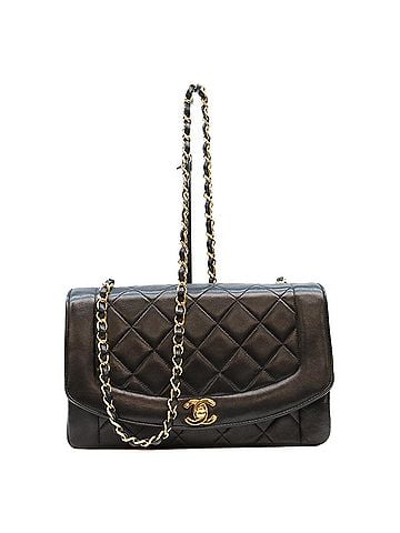 Chanel CHANEL A01165 Black Lambskin Diana 25 Shoulder Bag with Gold Hardware - Women's (view 1)
