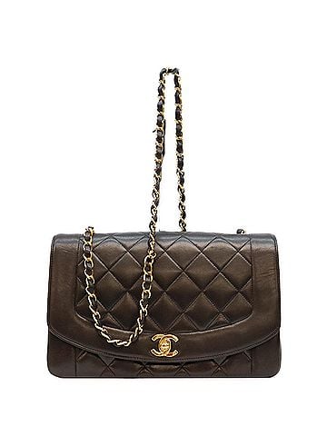 Chanel CHANEL A01165 Black Lambskin Diana 25 Shoulder Bag with Gold Hardware - Women's (view 1)