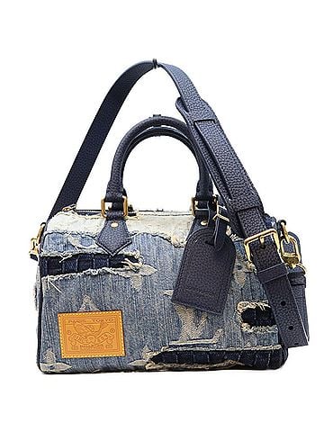 Louis Vuitton LOUIS VUITTON M15276 Damier Denim x Monogram Stonewash Patchwork Boro Sashiko Speedy Bandoulière 25 Boston Bag Shoulder Indigo Gold Hardware Women's (view 1)