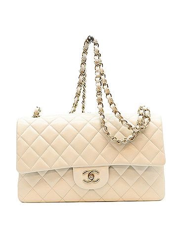 Chanel CHANEL A58600 Light Gray Caviar Leather Large Matelassé 30 Shoulder Bag with Gold Hardware, Double Flap, Gray, Women's (view 1)