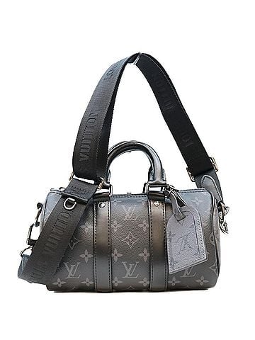 Louis Vuitton LOUIS VUITTON M46271 Monogram Eclipse Keepall Bandoulière 25 Boston Bag, Black, Silver Hardware, Men's (view 1)