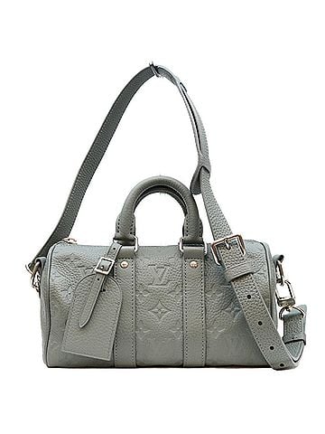 Louis Vuitton LOUIS VUITTON M13866 Taurillon Leather Misty Lake Green Keepall Bandoulière 25 Boston Bag Shoulder Silver Hardware Women's (view 1)
