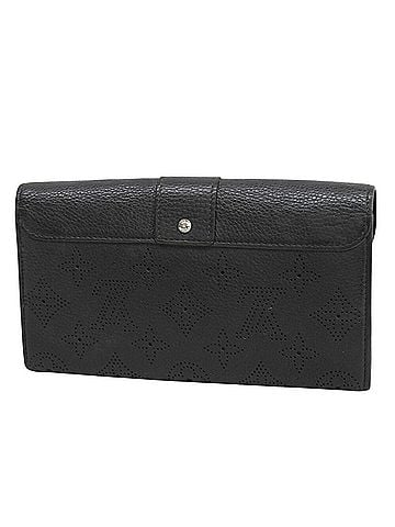 Louis Vuitton Louis Vuitton Monogram Mahina Portefeuille Iris M58163 Long Wallet Noir Perforated (view 2)