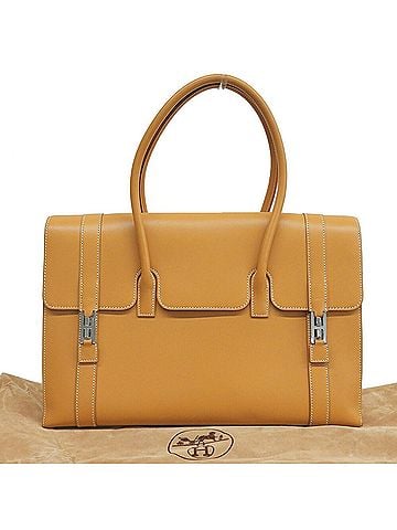 Hermès Hermes HERMES Drag 37 ?D stamp handbag, Veau Chamonix, Natural (view 1)