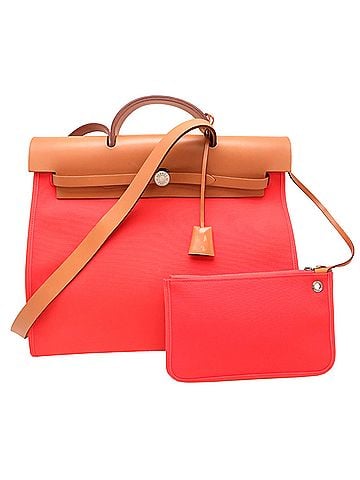 Hermès Hermes Herbag Zip MM (X stamp, 2016 model) Women's/Men's Handbag, Toile Leather, Orange Tone (view 1)