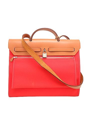 Hermès Hermes Herbag Zip MM (X stamp, 2016 model) Women's/Men's Handbag, Toile Leather, Orange Tone (view 2)